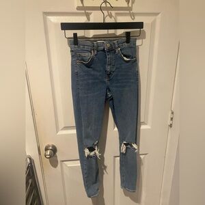 Topshop Blue Ripped Skinny Jeans NWOT